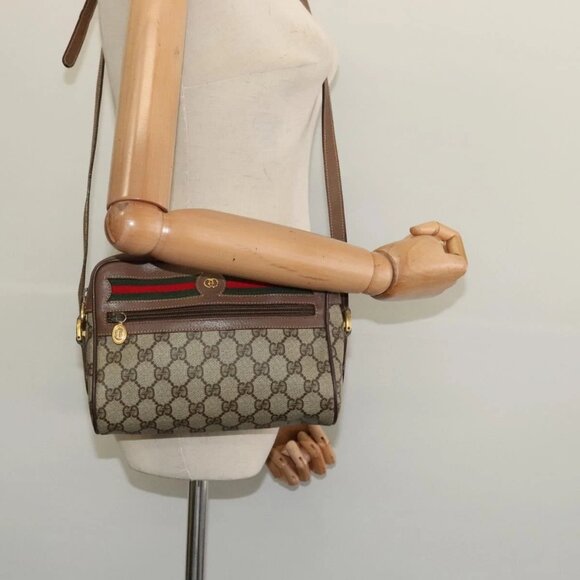 GUCCI GG Supreme Web Sherry Line Shoulder Bag PVC Beige 001 44 6655 Auth yk18967 - Picture 1 of 15